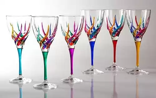 Venetian Carnevale Wine Glasses - Hand Painted Crystal