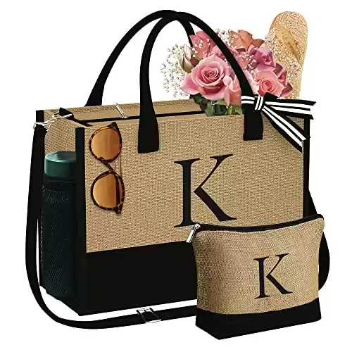 Initial Tote Bag & Makeup Bag